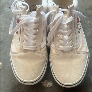 Vans White Sneakers with Floral Embroidery